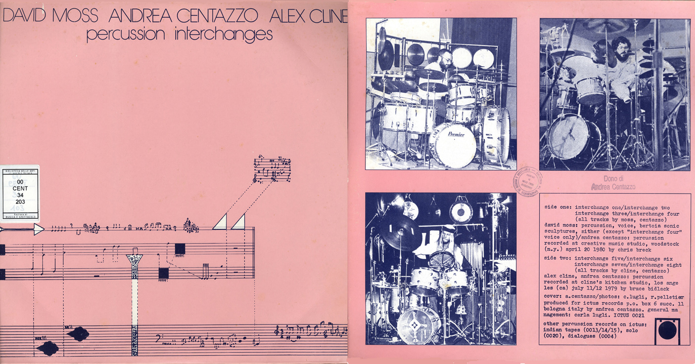 Moss - Centazzo - Cline, Percussion interchanges, 1980, copertina LP