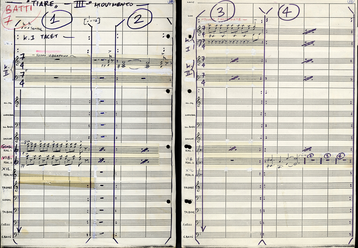 Tiare, versione orchestrale, terzo movimento, partitura autografa, 1987