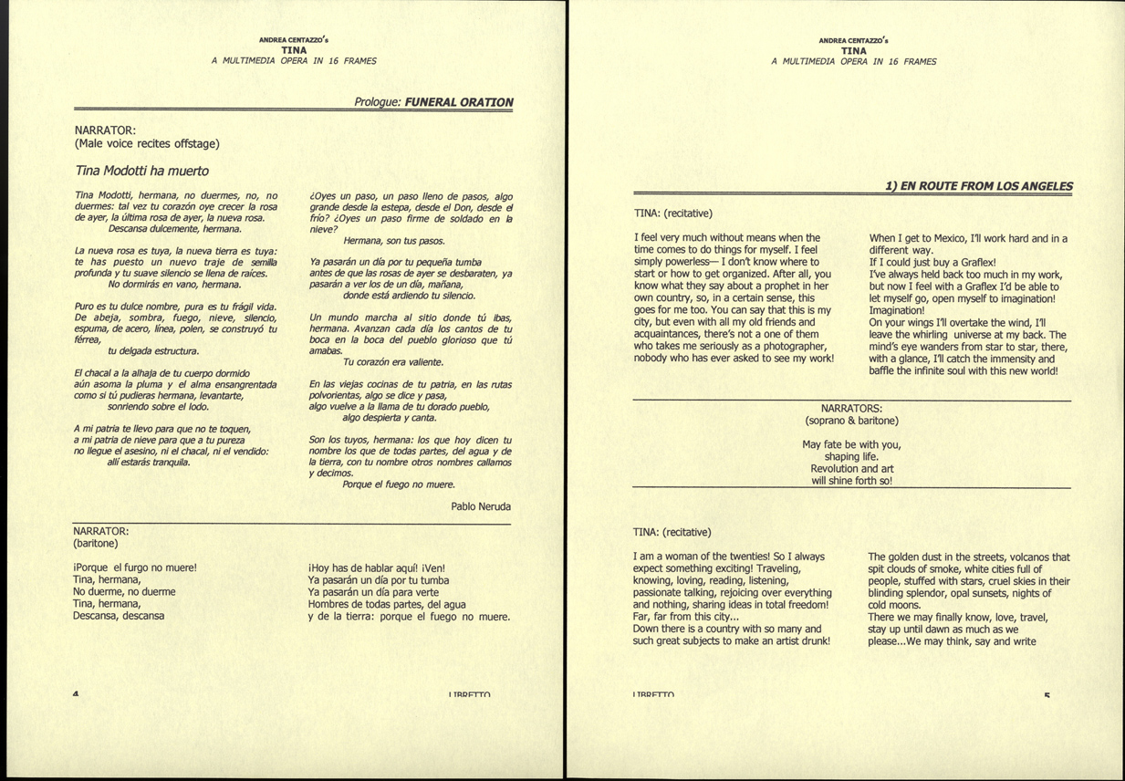 Andrea Centazzo, Tina, libretto, pp. 4 e 5