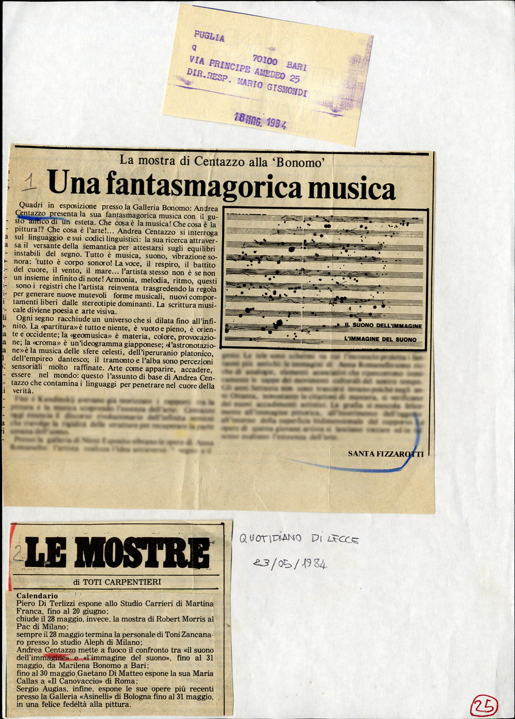 Una fantasmagorica musica, 1984