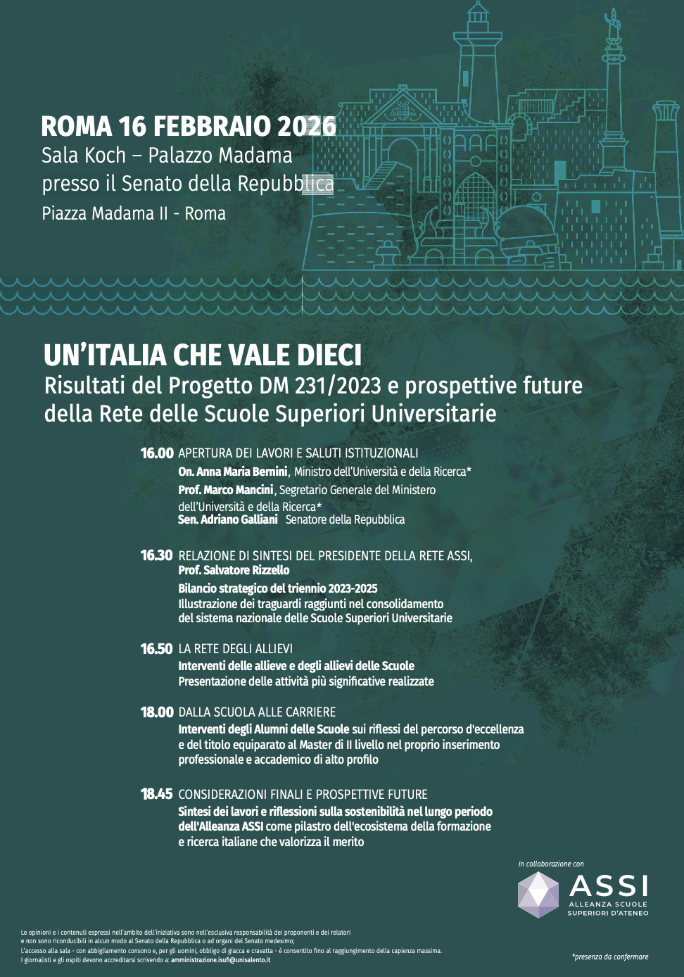 Programma del 16 febbaio